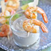 Skewered shrimp with anchovy spread
