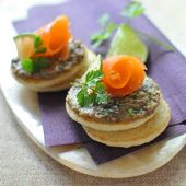 Blinis with aubergine spread