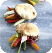 Mini-burger with tapenade and vegetables