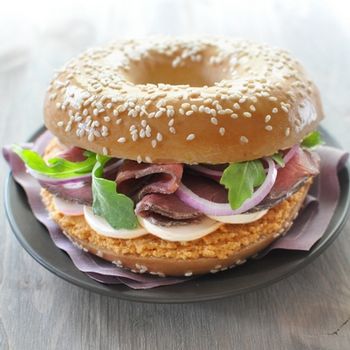 Beef and rocket bagel