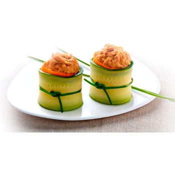 Cucumber rolls with tuna spread